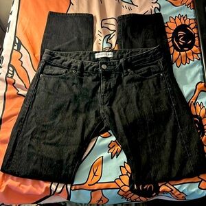 French Designer Black Straight Leg Low Rise Jeans 26x33 Ines De La Fressange